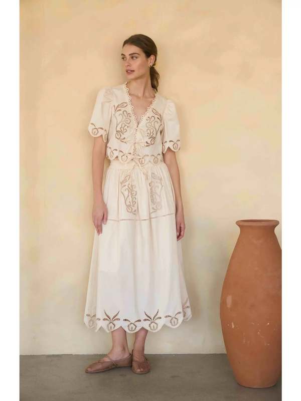 Moon River Eyelet Ladder Lace Front Tie Short Sleeve Top | Garmentory Moon River Eyelet Ladder Lace Front Tie Short Sleeve Top | Garmentory