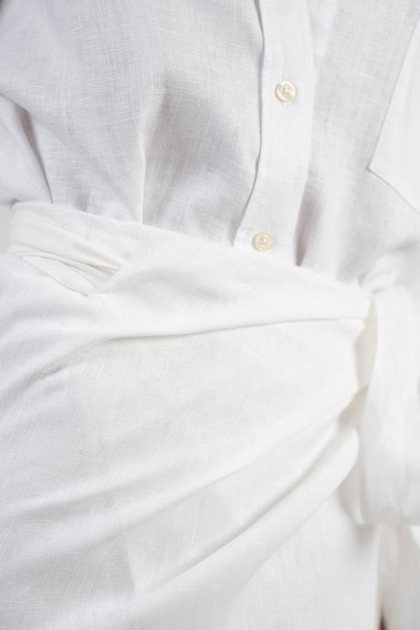 Parentezi Eze Linen Fringe Skirt - White