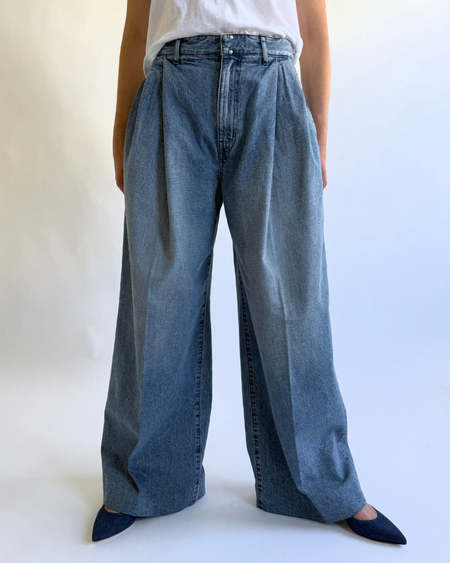Tanaka Wide Jean Trousers - Vintage Blue | Garmentory