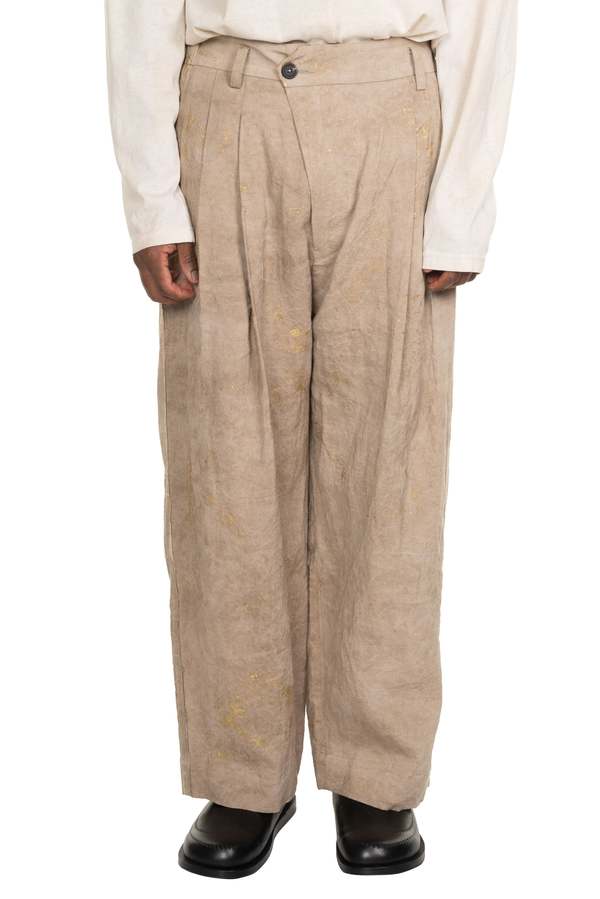 Ziggy Chen Gold Leaf Drop Crotched Trousers | Garmentory