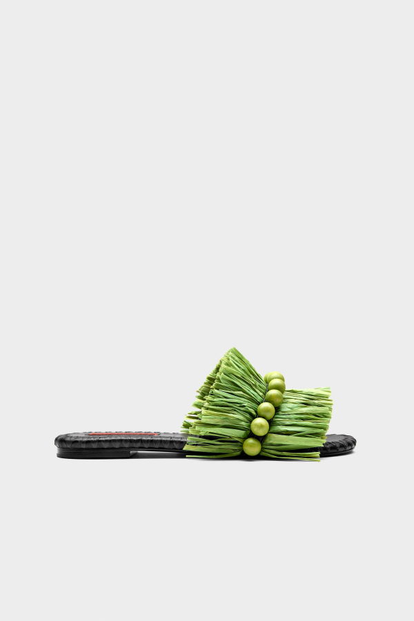 Simon Miller Island Fringe Salerno Sandal - Moss Green/Black