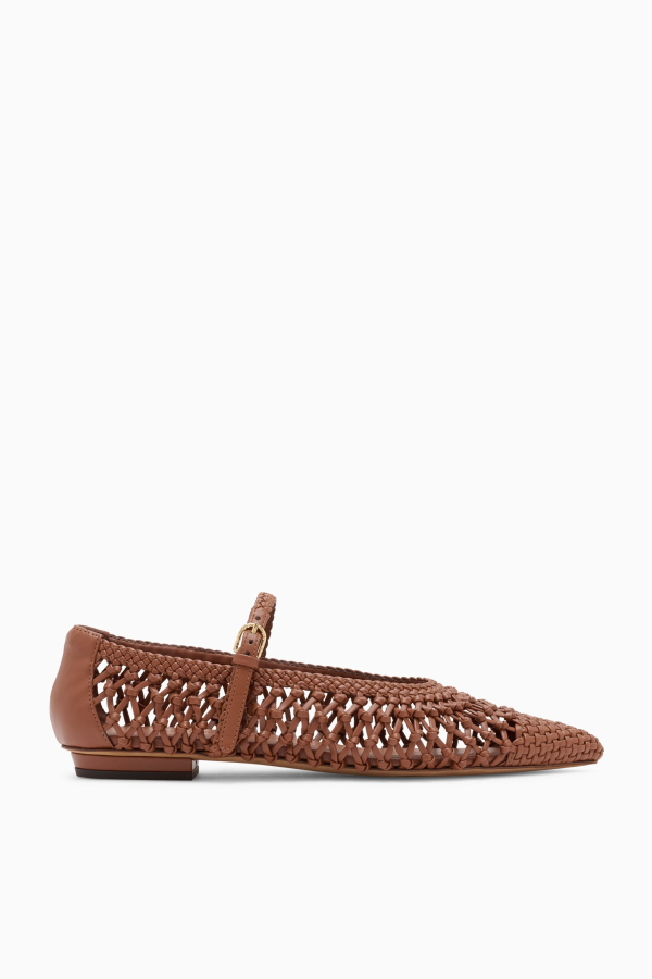 Ulla Johnson Gracie Hand Knotted Ballet Flat - Chestnut
