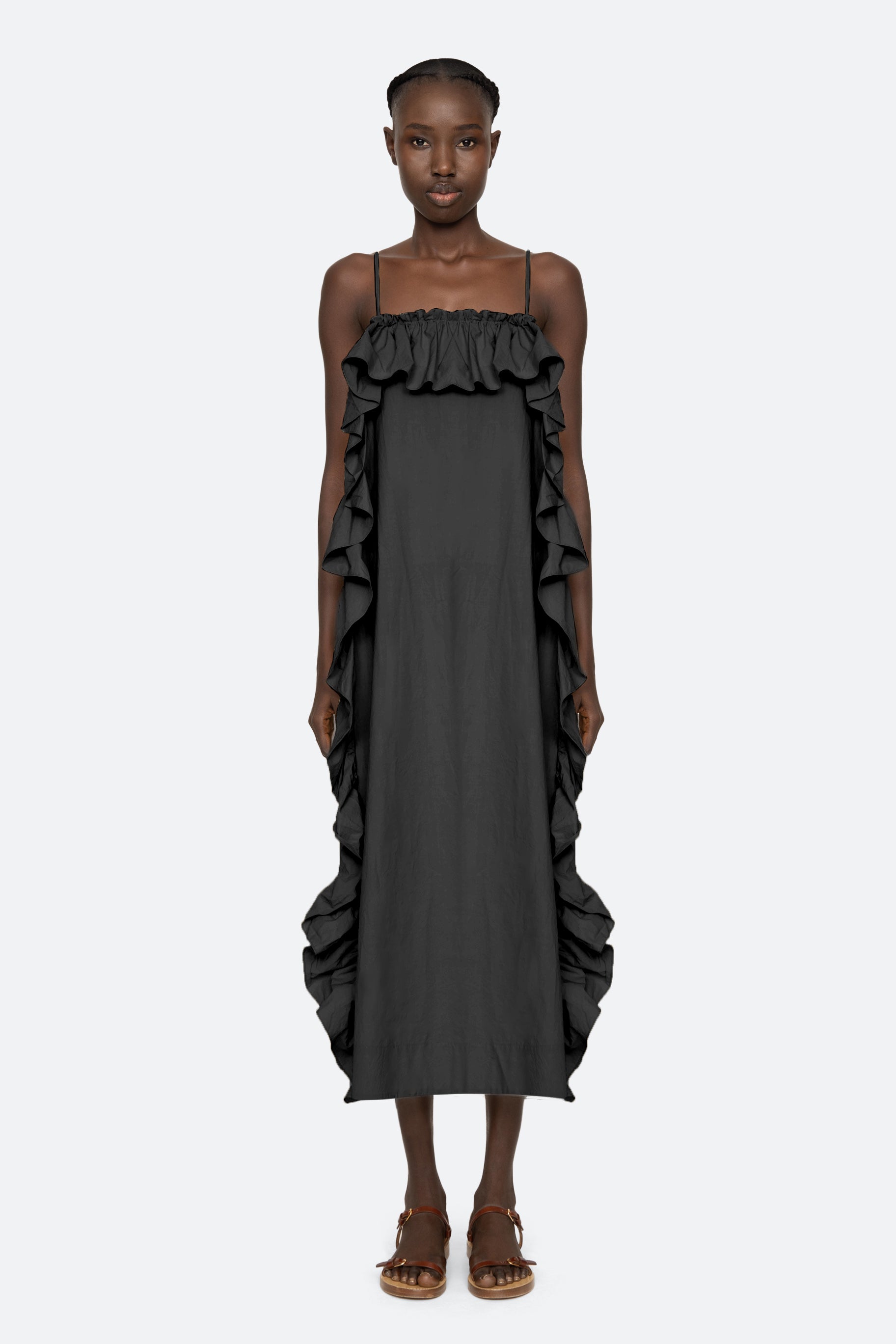 if by sea solid ruffle slip maxi dress If By Sea Solid Ruffle Slip Maxi Dress at MarketFair Shoppes in Princeton, NJ