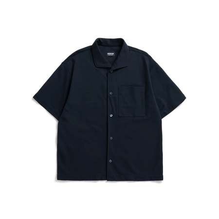 Orslow Stand Collar Short Sleeve Linen Shirt - Black | Garmentory