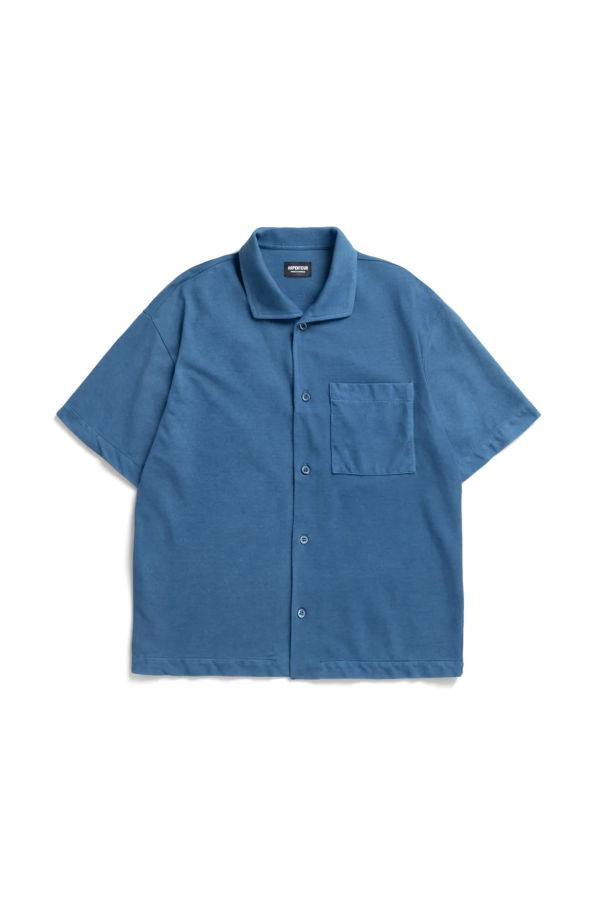 Arpenteur Coral Wide Collar Rachel Mesh Shirt - Woad
