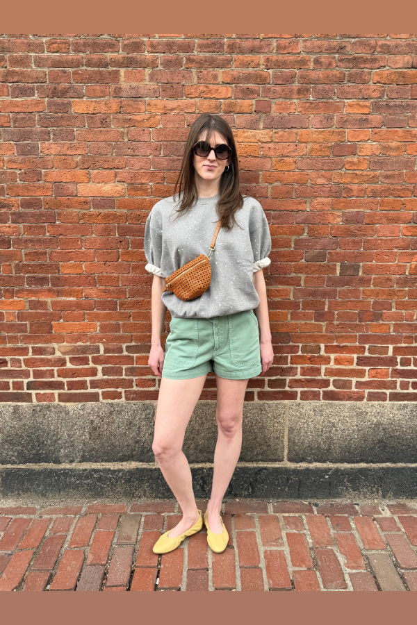 Clare V. Short Sleeve Oversized Sweatshirt - Melange Splatter