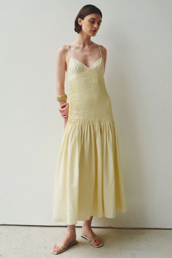 Sophie Rue Fleursonne Pintucked Midi Dress - Italian Straw
