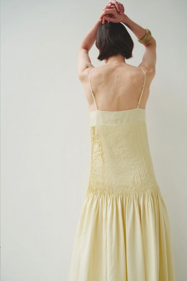 Sophie Rue Fleursonne Pintucked Midi Dress - Italian Straw