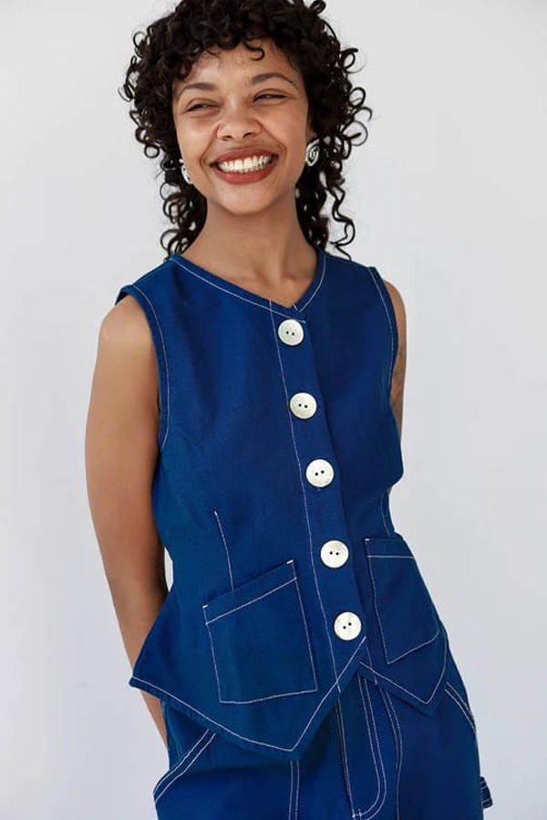 Noble Shell Flared Vest - Navy