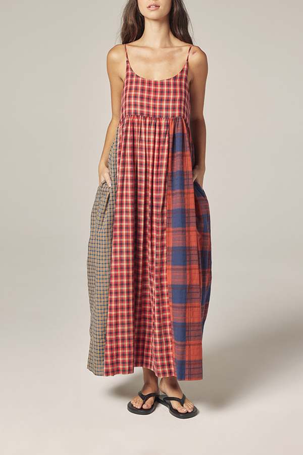amente Contrast Midi Dress - Red/Blue | Garmentory