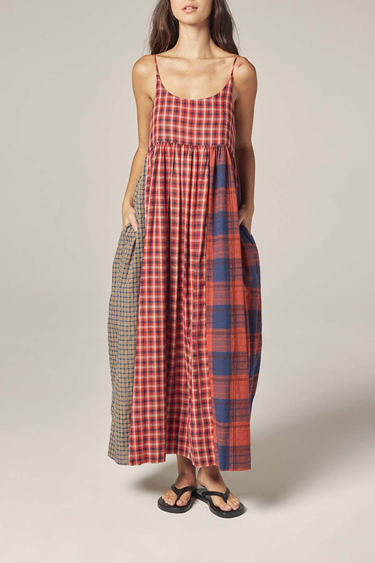 amente Contrast Midi Dress - Red/Blue - Image 1 of 9