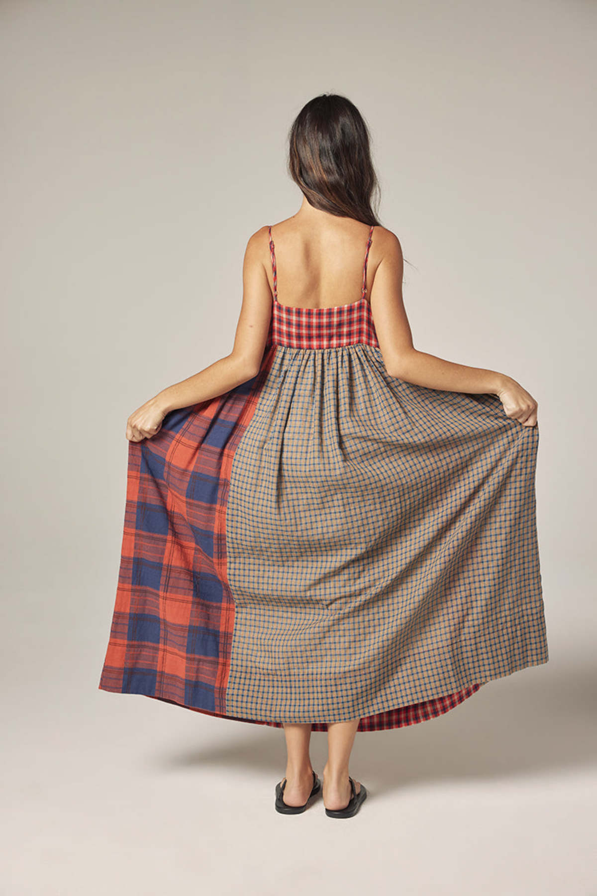 amente Contrast Midi Dress - Red/Blue - Image 2 of 9