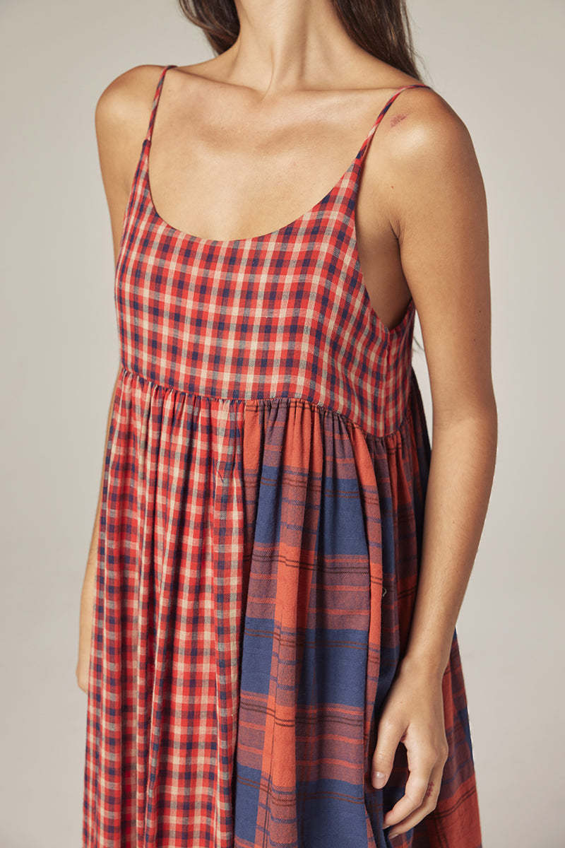 amente Contrast Midi Dress - Red/Blue