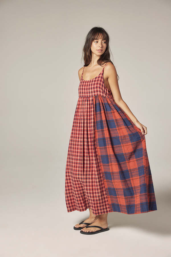 amente Contrast Midi Dress - Red/Blue
