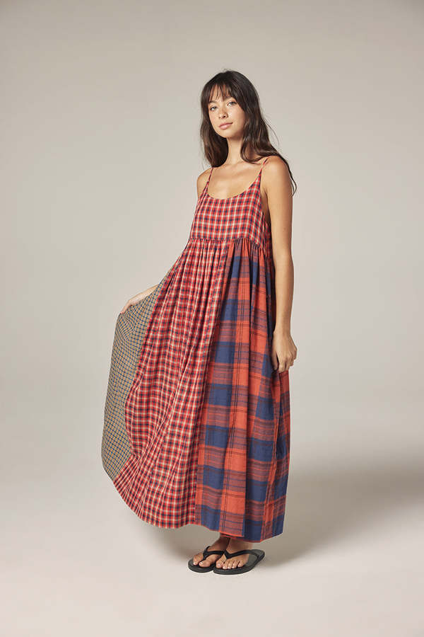 amente Contrast Midi Dress - Red/Blue