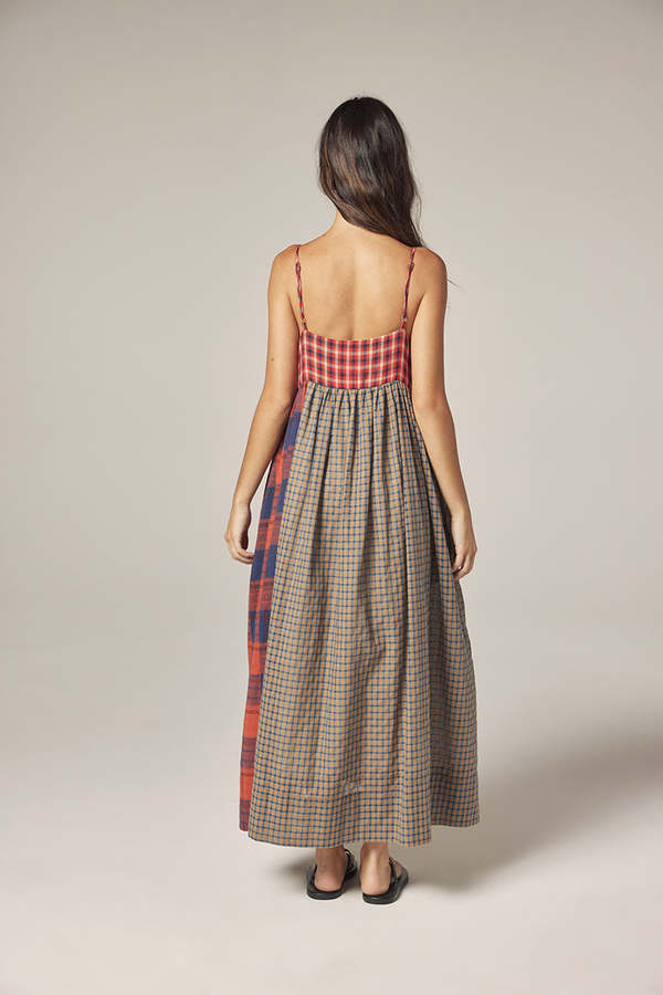 amente Contrast Midi Dress - Red/Blue