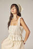 amente Scallop Lace Tie Top With Bandana - Cream/Sage - Thumbnail 7