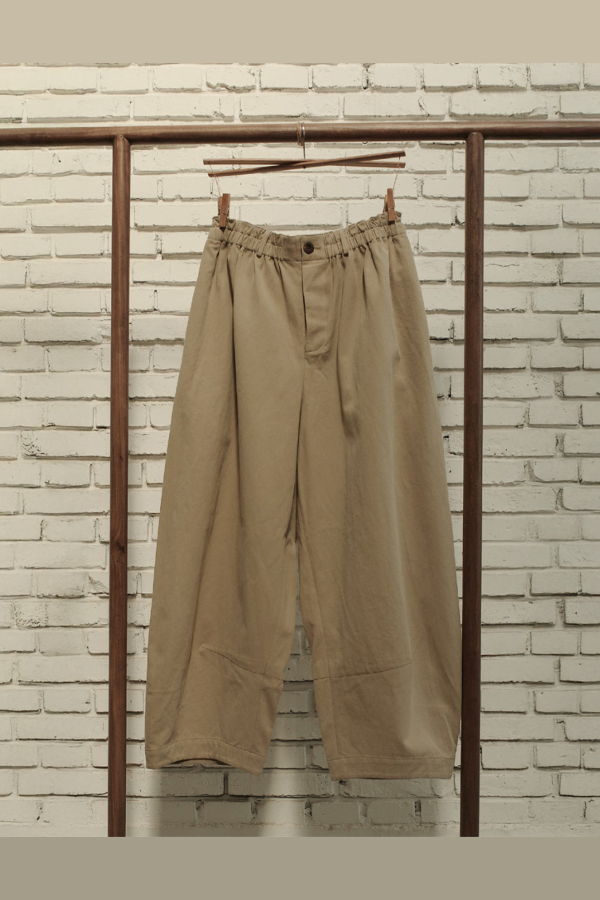 AVIVA JIFEI XUE Cotton Hemp Twill Cocoon Pant - Khaki