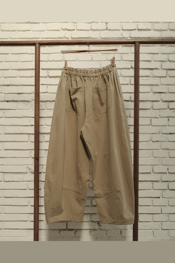 AVIVA JIFEI XUE Cotton Hemp Twill Cocoon Pant - Khaki