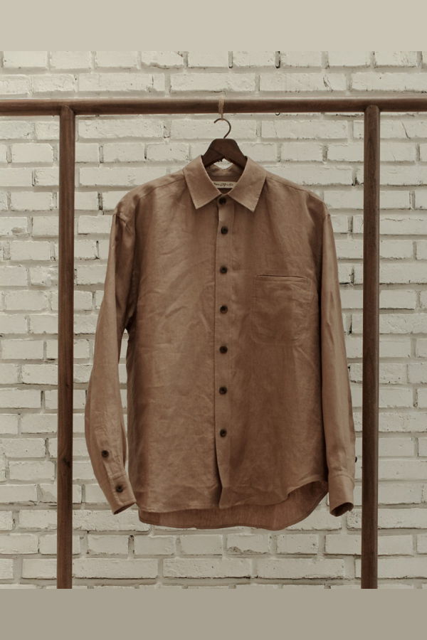 AVIVA JIFEI XUE Powder Fine Linen Argyle Easy Shirt