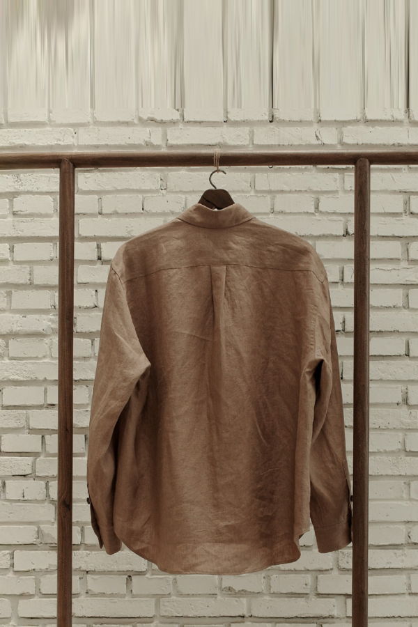 AVIVA JIFEI XUE Powder Fine Linen Argyle Easy Shirt