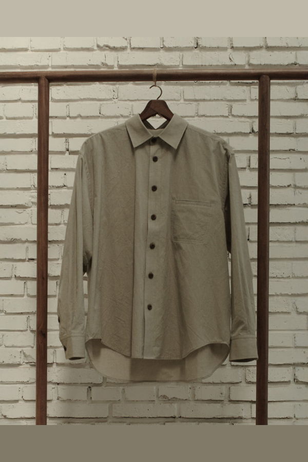 AVIVA JIFEI XUE Washed Cotton Shirting Easy Shirt - Warm Gray