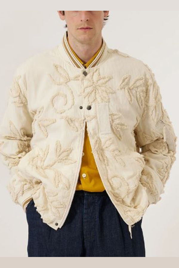 Universal Works NS Bomber Jacket 3D Flower - Ecru