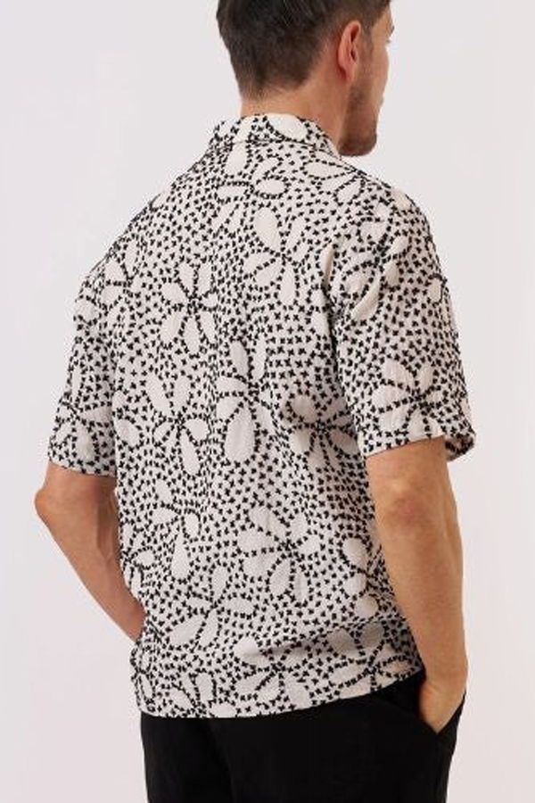 Universal Works Road Shirt Kantha Flower - Ecru/Black