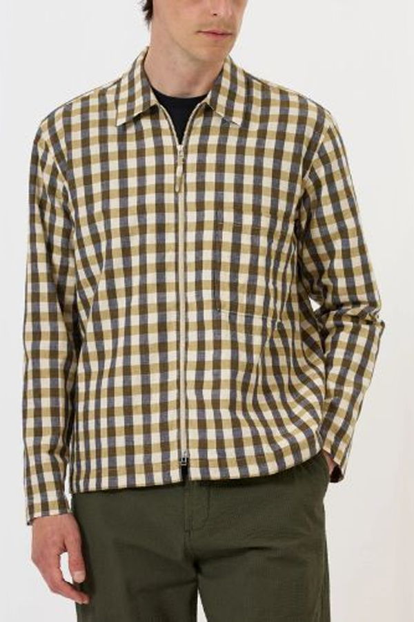 Universal Works Zip Shirt Aberdeen Lincot - Olive