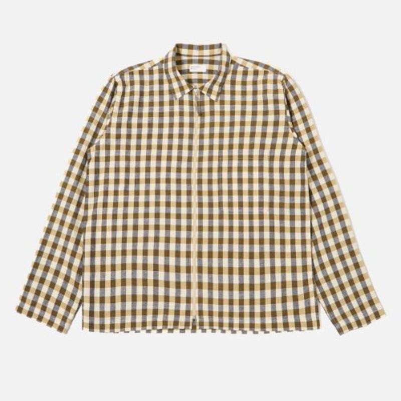 Universal Works Zip Shirt Aberdeen Lincot - Olive