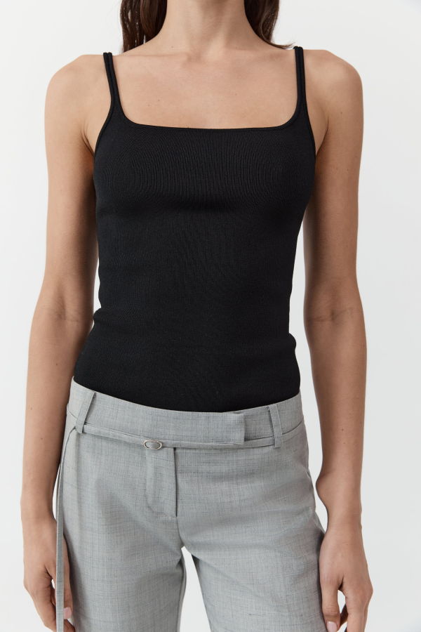 St. Agni Slim Square Neck Knit Top