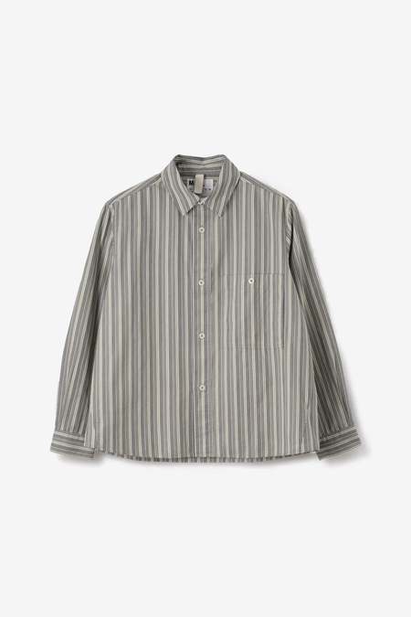 トップス MARGARET HOWELL 15SS Chunky Linen-Gray/L Margaret Howell Workwear Cotton Linen Drawcord Shirt - Nut