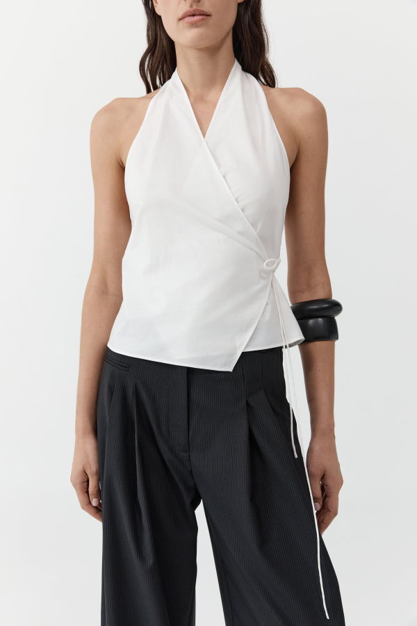 St. Agni Oxford Wrap Top