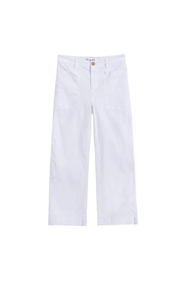 Frank & Eileen Limerick Wide-Leg Carpenter Pant - White Linen