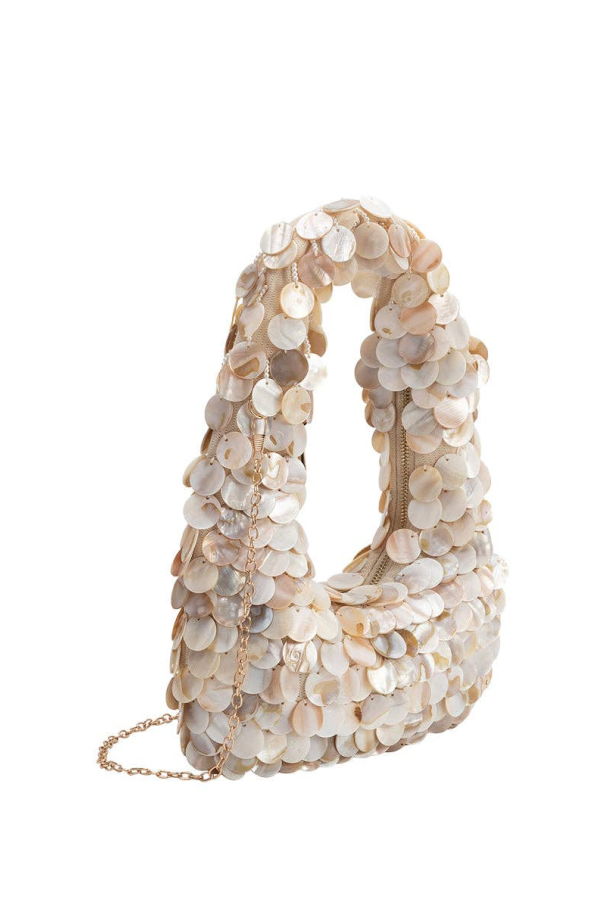 Melie Bianco Pearl Shell Crossbody Bag