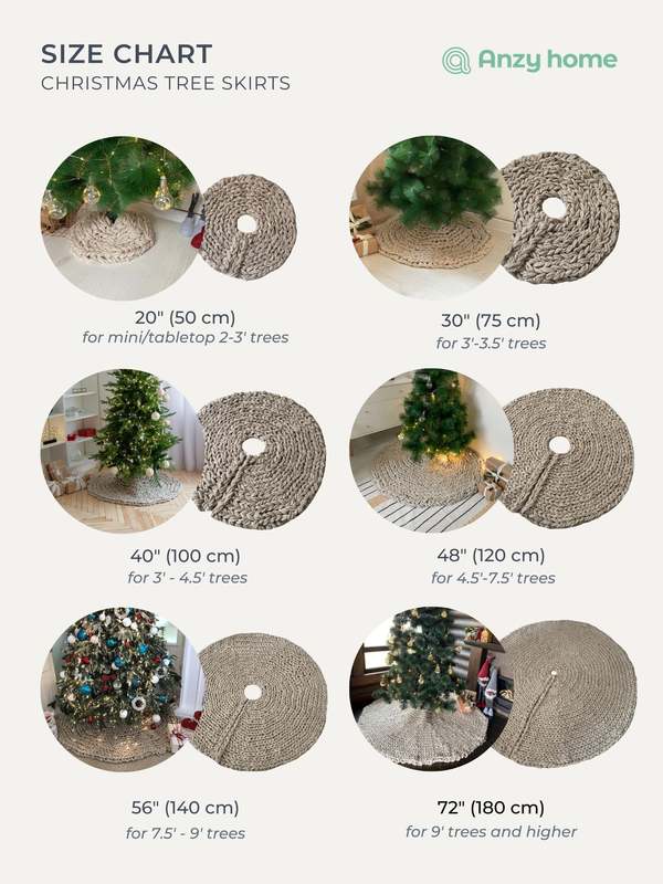 Anzy Home Chunky-Knitted Christmas Tree Skirt - Grey