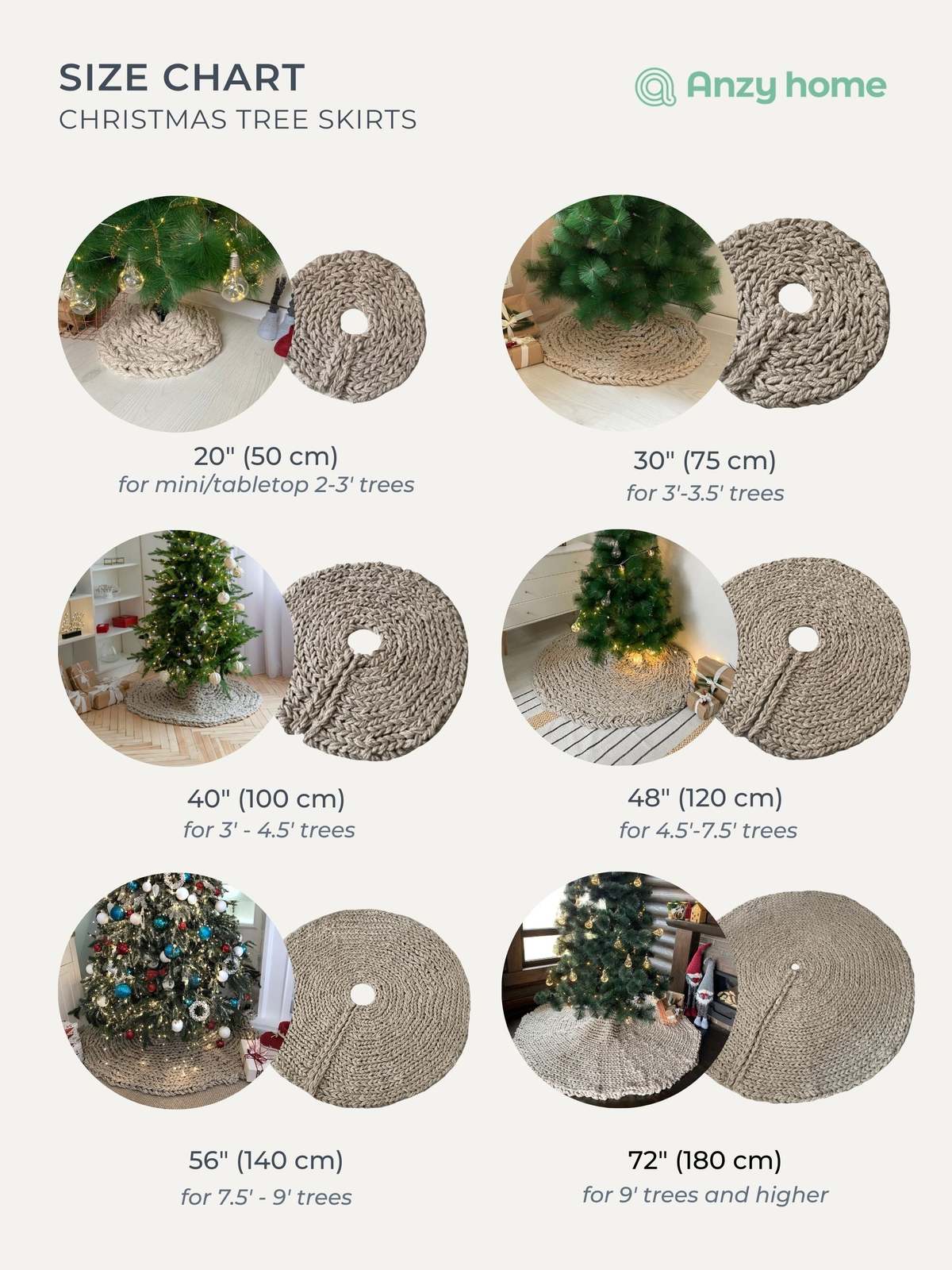 Anzy Home Chunky-Knitted Christmas Tree Skirt - Grey - Image 6 of 10