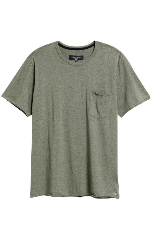 Rag & Bone Melange Miles Pocket Tee - Heather Army