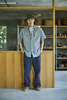 Orslow Short Sleeve Gray Chambray Work Shirt with Flap Pocket - Thumbnail 4