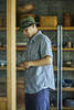 Orslow Short Sleeve Gray Chambray Work Shirt with Flap Pocket - Thumbnail 7