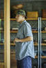 Orslow Short Sleeve Gray Chambray Work Shirt with Flap Pocket - Thumbnail 8