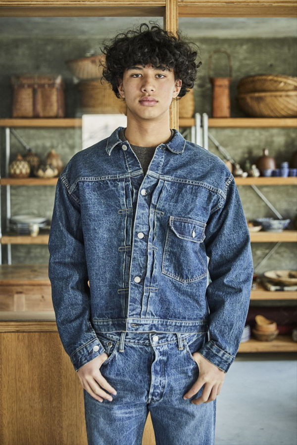 Orslow Type 1 Pleated Front Blouse Used Wash Denim Jacket -  2 Year Wash