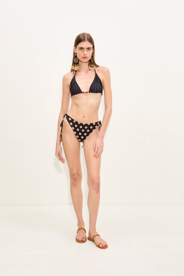 Simon Miller Bwai Bikini Bottom - Black/Tan Polka Dot