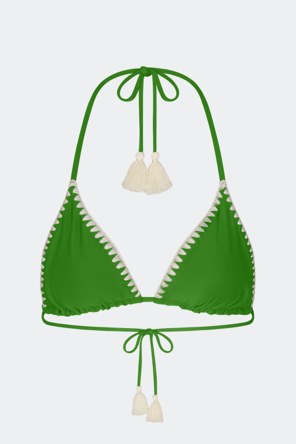 Simon Miller Bwai Embroidered Bikini Top - Grass Green