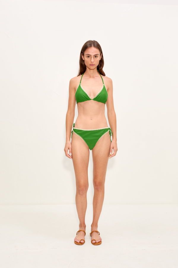 Simon Miller Bwai Embroidered Bikini Top - Grass Green