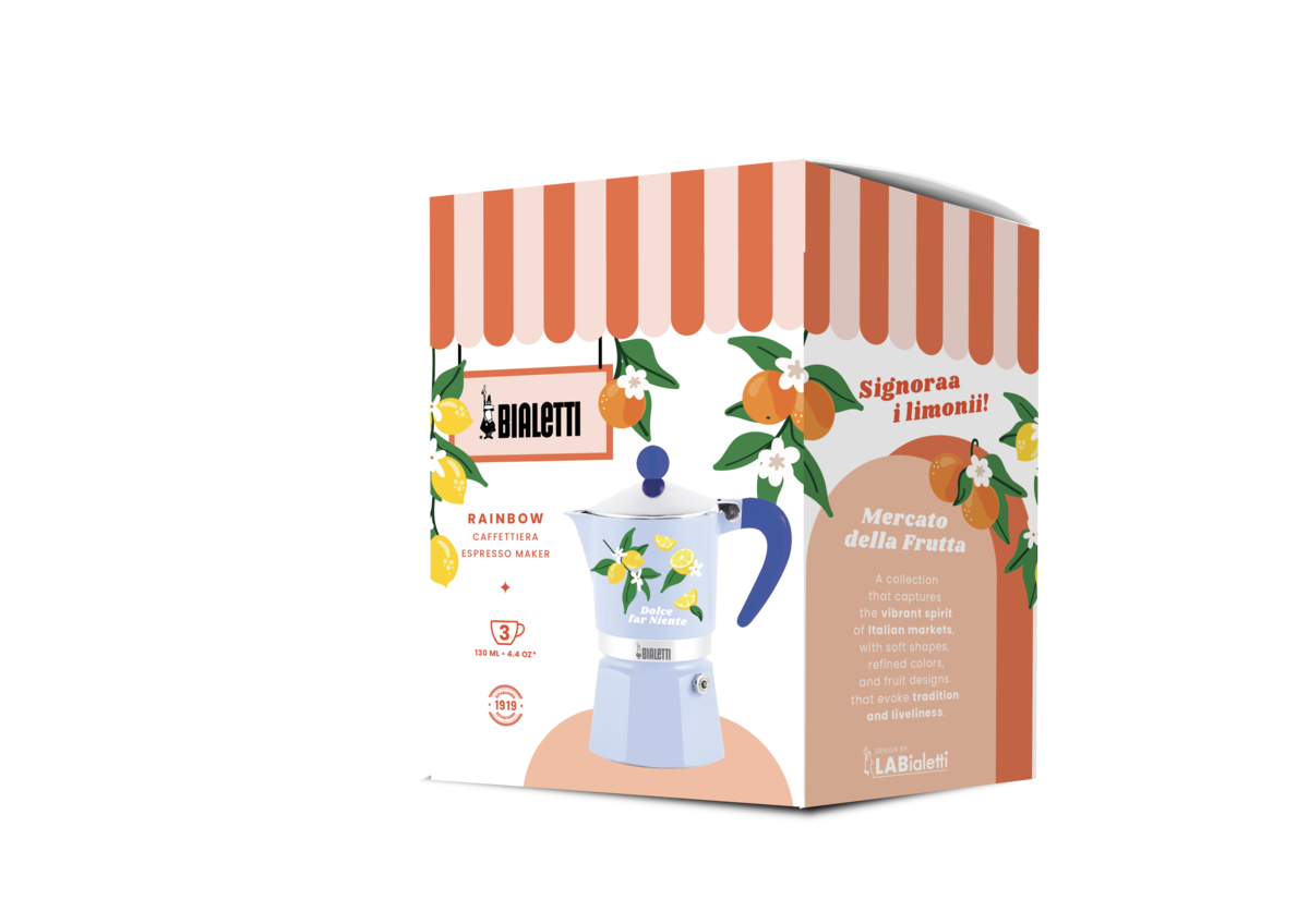 Bialetti Mercato Della Frutta Rainbow Lemons Stovetop Coffee Maker (3 Cup) - Image 2 of 3