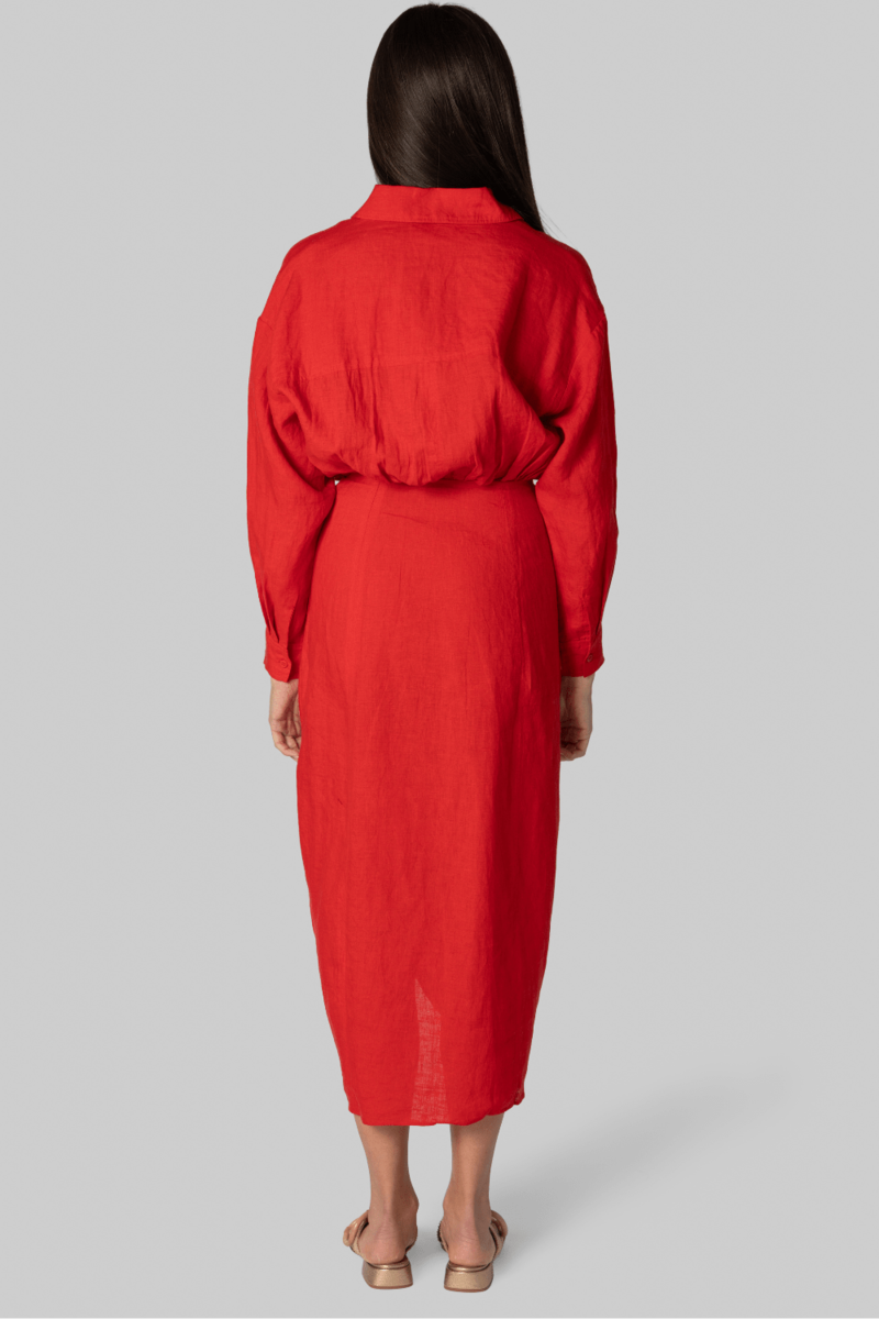 Apiece Apart Alessandra Sarong Shirt Dress - Red