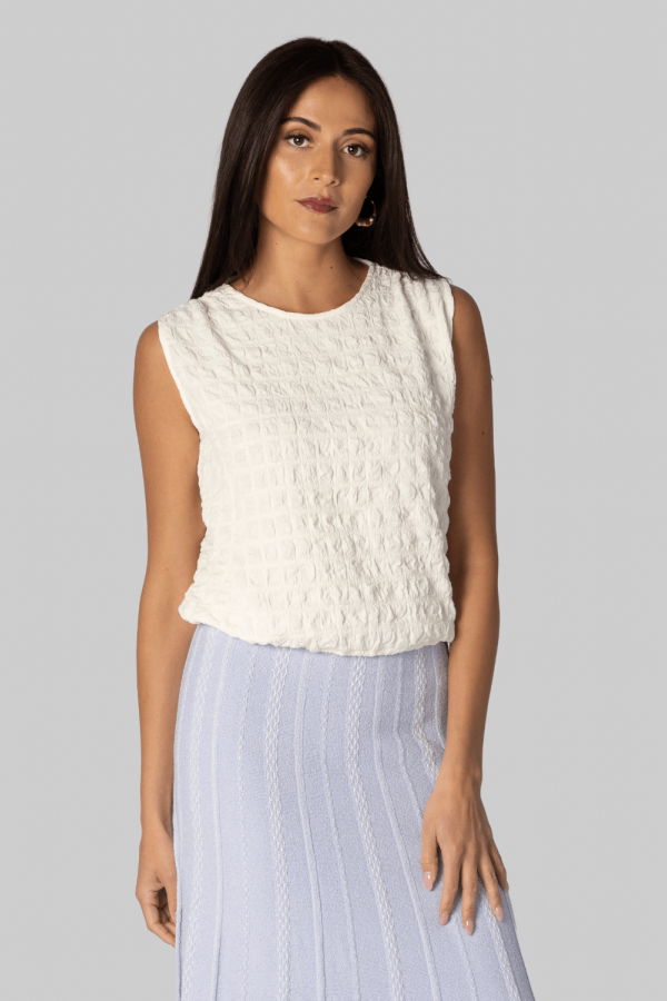 Proenza Schouler Bradley Crewneck in Textured Cotton Top - Off White