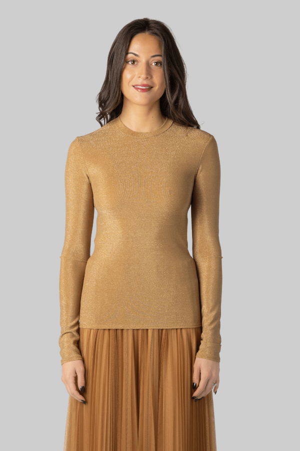 Forte Forte Lurex Jersey Roundneck Shirt - Oro