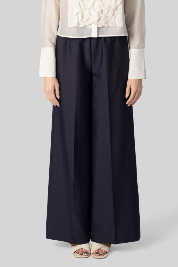 Forte Forte Pull On Wide Leg Trouser - Navy